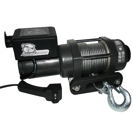 BULLDOG WINCH 3400lb Trailer/Utility Winch, 45' Wire Rope, Roller Frld, Mnt Plate 15017